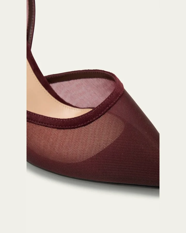 Suede Organza Ankle-Strap Pumps - Image 5