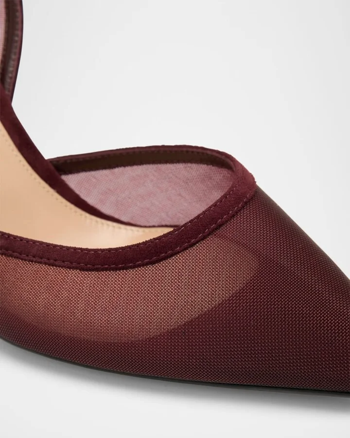 Suede Organza Ankle-Strap Pumps - Image 10