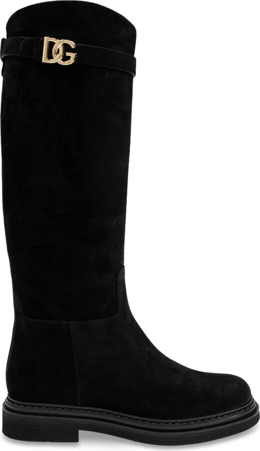 Suede Over-the-knee Boots, , - Black
