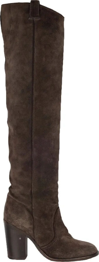 Suede Over the Knee Dark Brown Boots - '20s