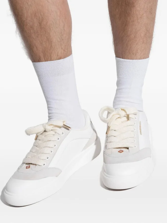 Suede-Panel Leather Low-Top Sneakers - Image 3