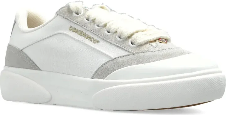 Suede-Panel Leather Low-Top Sneakers - Image 4