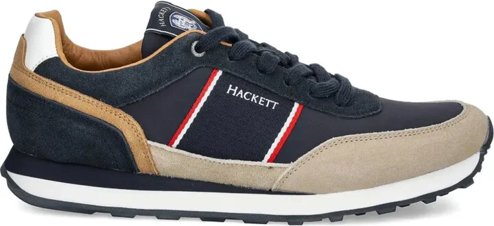 Suede-Panel Striped Sneakers
