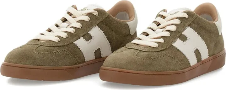 suede-panels leather H-logo sneakers - Image 2