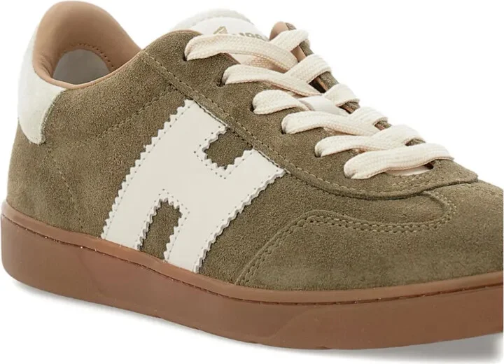 suede-panels leather H-logo sneakers - Image 4