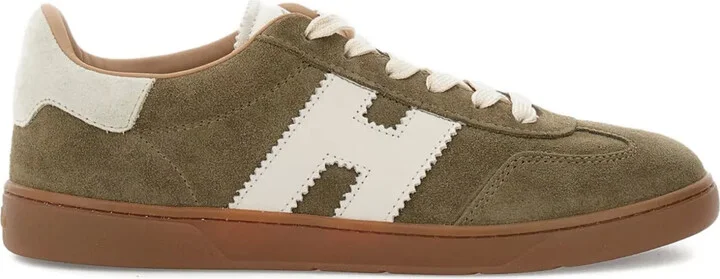suede-panels leather H-logo sneakers