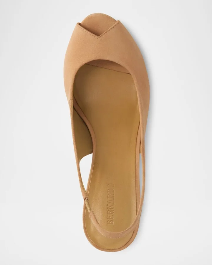 Suede Peep-Toe Slingback Pumps - Image 4
