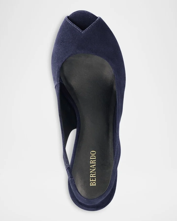 Suede Peep-Toe Slingback Pumps - Image 8