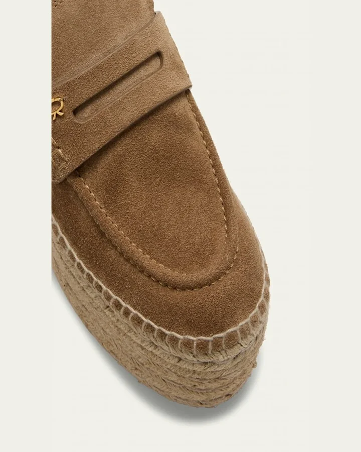 Suede Penny Loafer Platform Espadrille Mules - Image 4