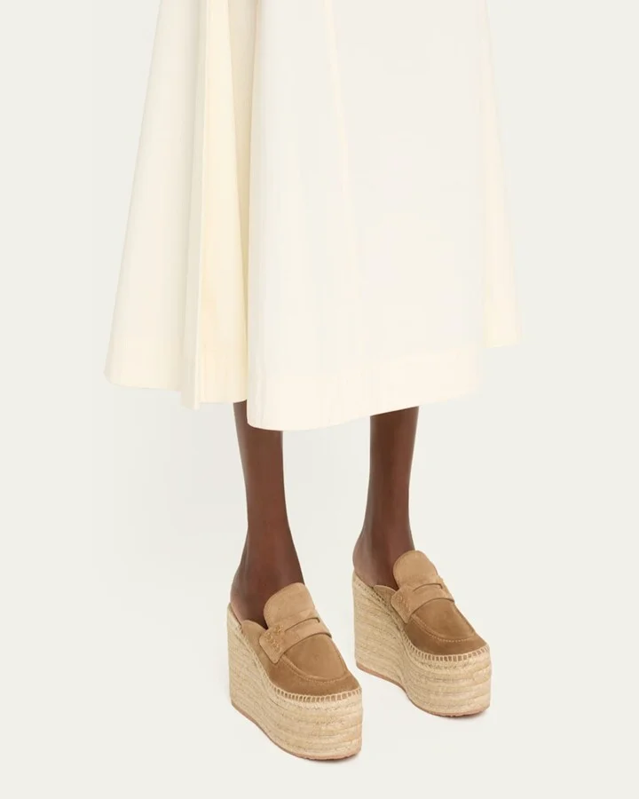Suede Penny Loafer Platform Espadrille Mules - Image 5