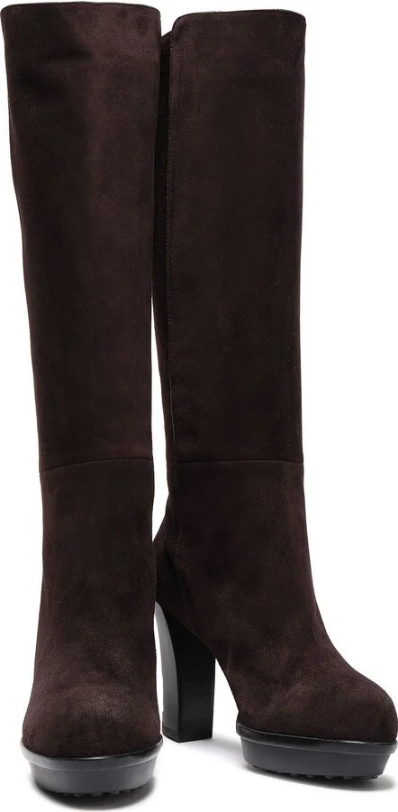Suede platform knee boots - Image 2