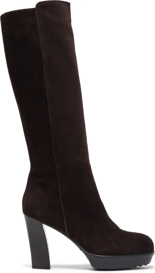 Suede platform knee boots
