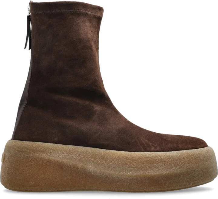 Suede Platform Shoes, , - Brown