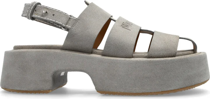 Suede Platform Shoes, , - Grey