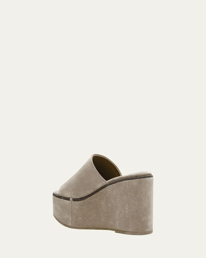 Suede Platform Slide Sandals - Image 4