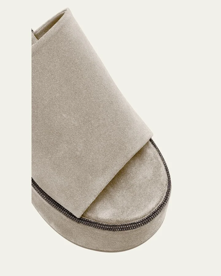 Suede Platform Slide Sandals - Image 5