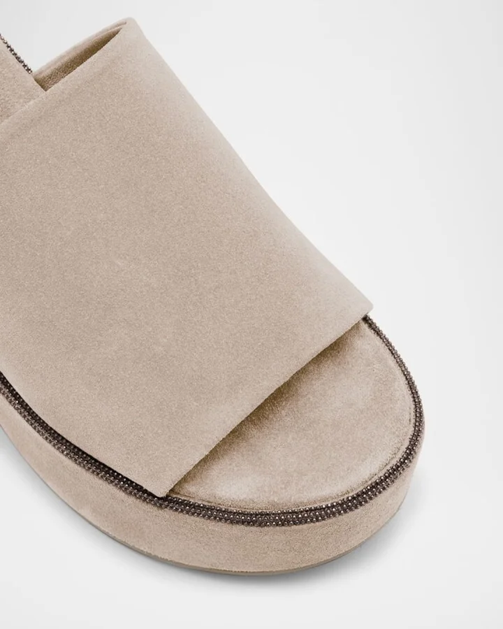 Suede Platform Slide Sandals - Image 2