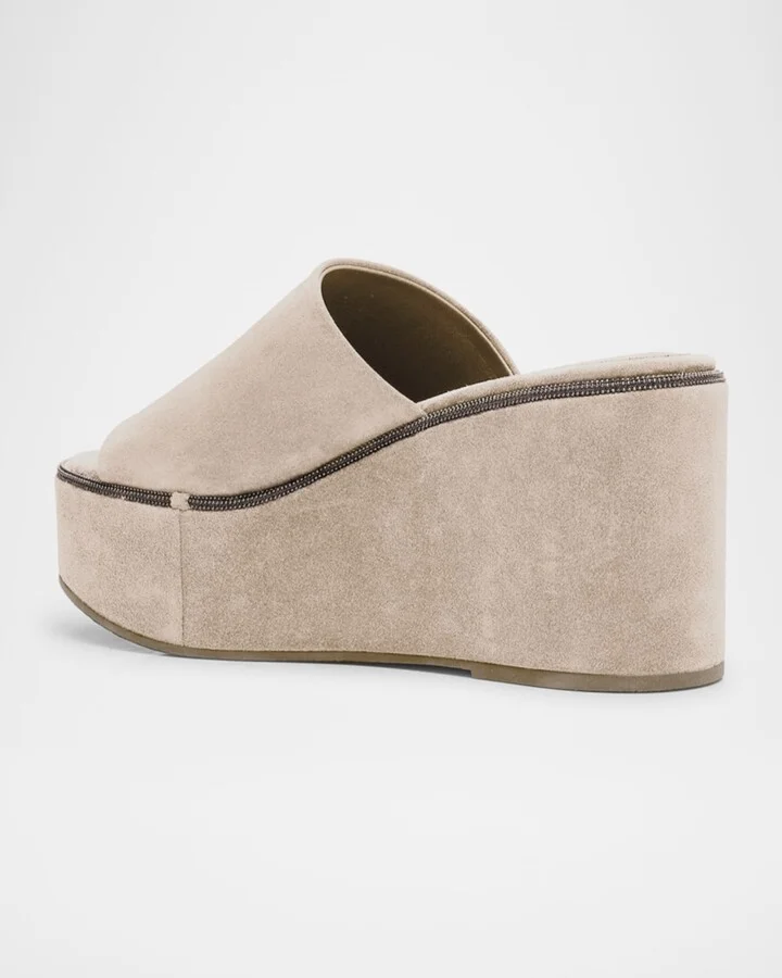 Suede Platform Slide Sandals - Image 4