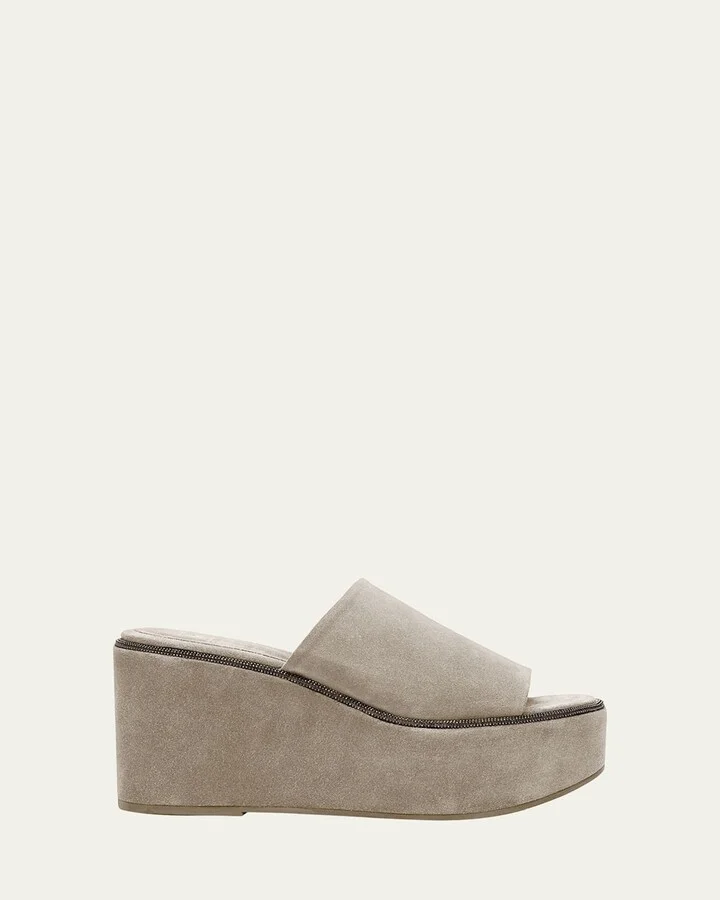 Suede Platform Slide Sandals
