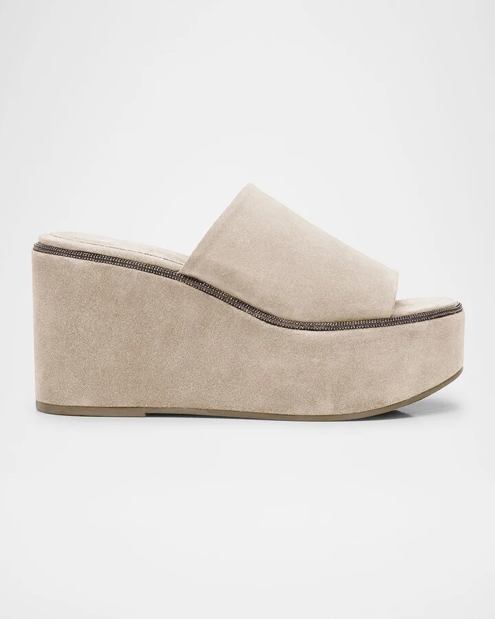 Suede Platform Slide Sandals