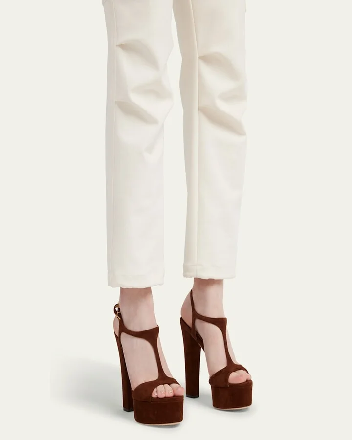 Suede Platform T-Strap Sandals - Image 7