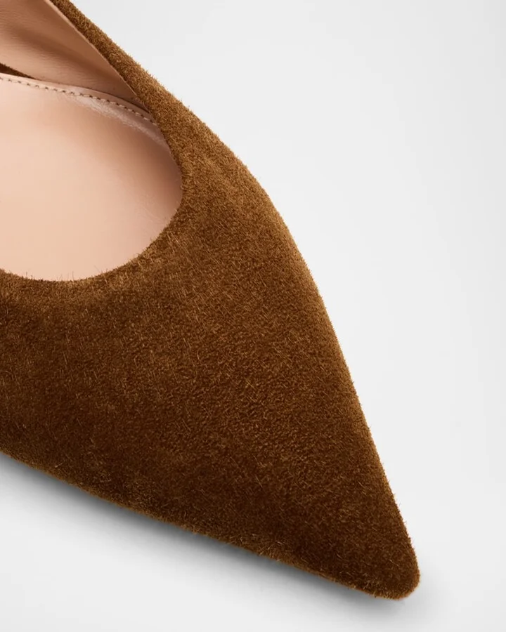 Suede Pointed-Toe Ballerina Flats - Image 3