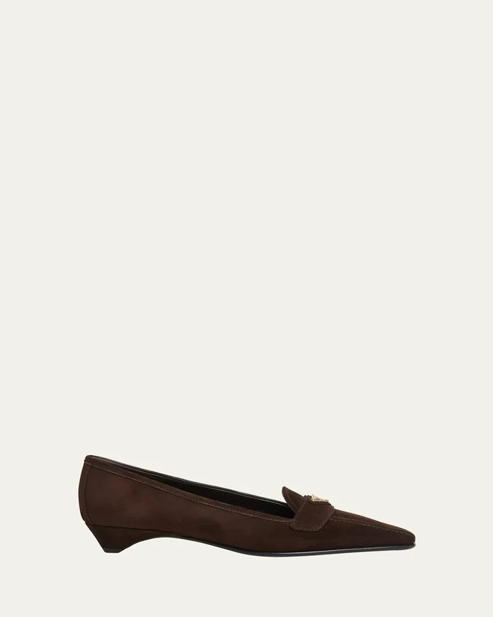 Suede Pointed-Toe Loafers