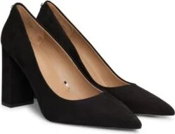 Suede pumps with 9cm block heel- Black Women's Pumps size 7