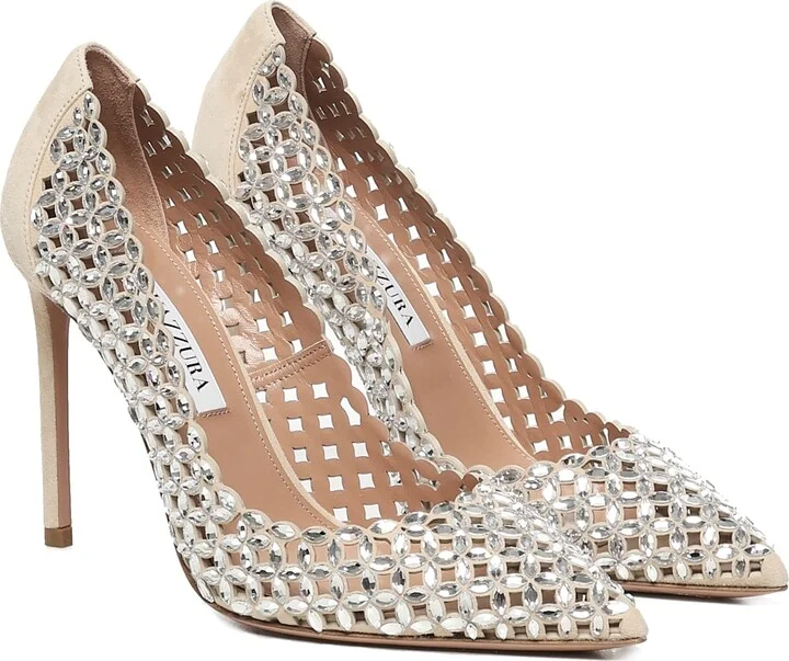 Suede Pumps With Crystals - Image 2