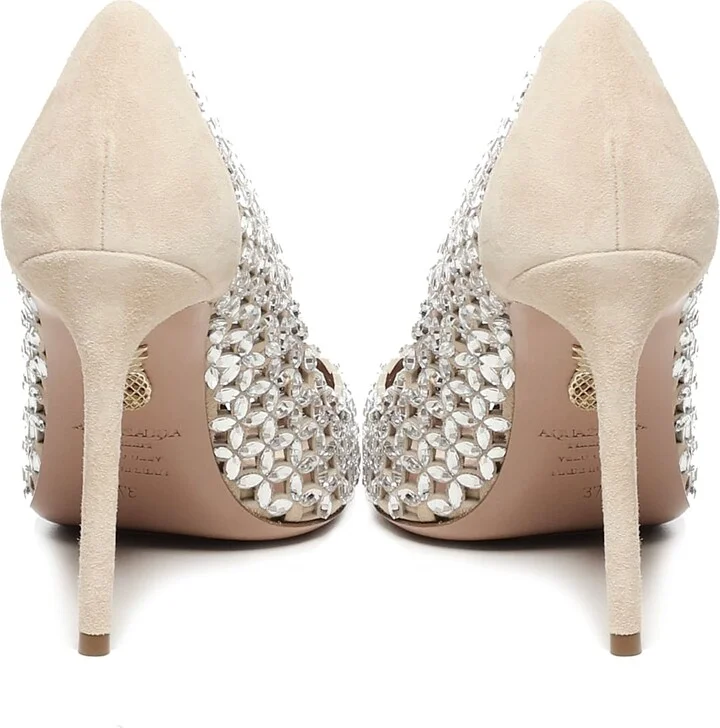 Suede Pumps With Crystals - Image 3