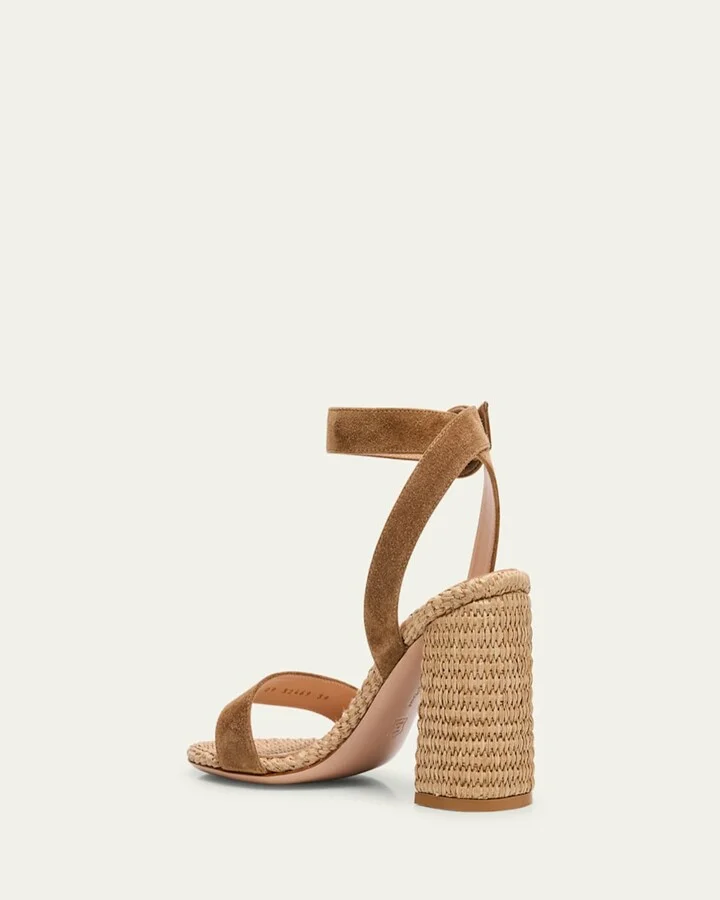 Suede Raffia Ankle-Strap Sandals - Image 5