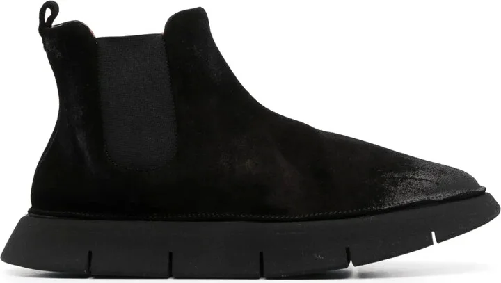 Suede Round-Toe Slip-On Boots