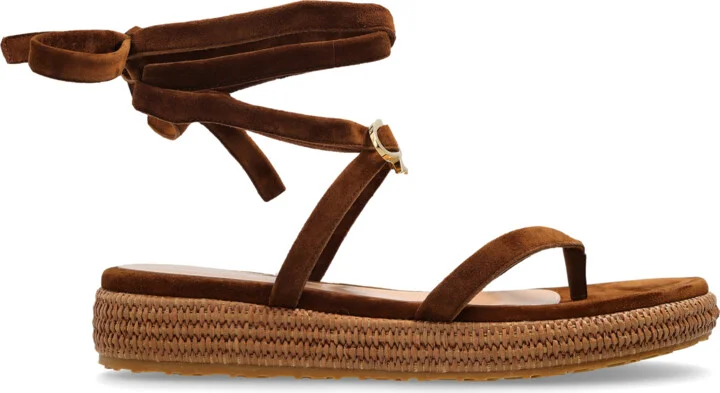 Suede Sandals, , - Brown