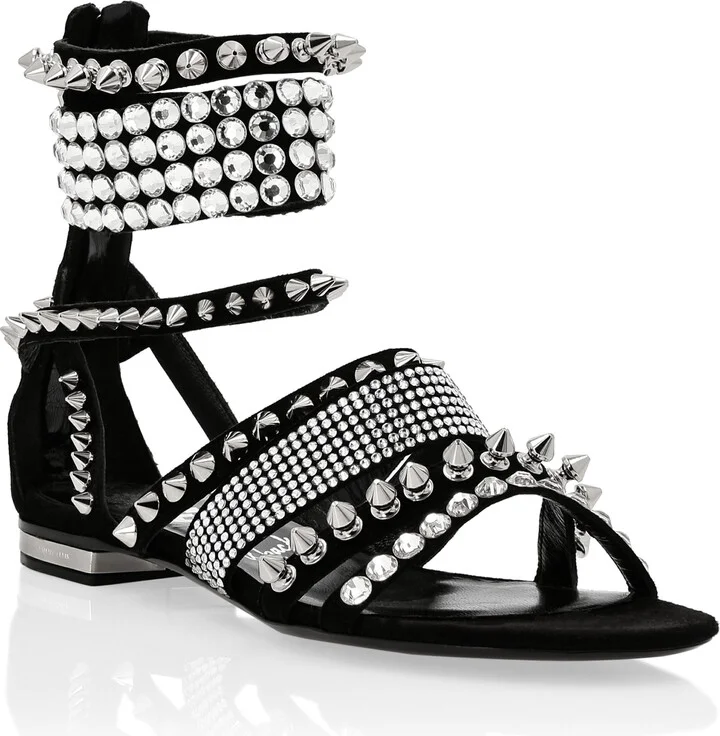 Suede Sandals Flat Studs