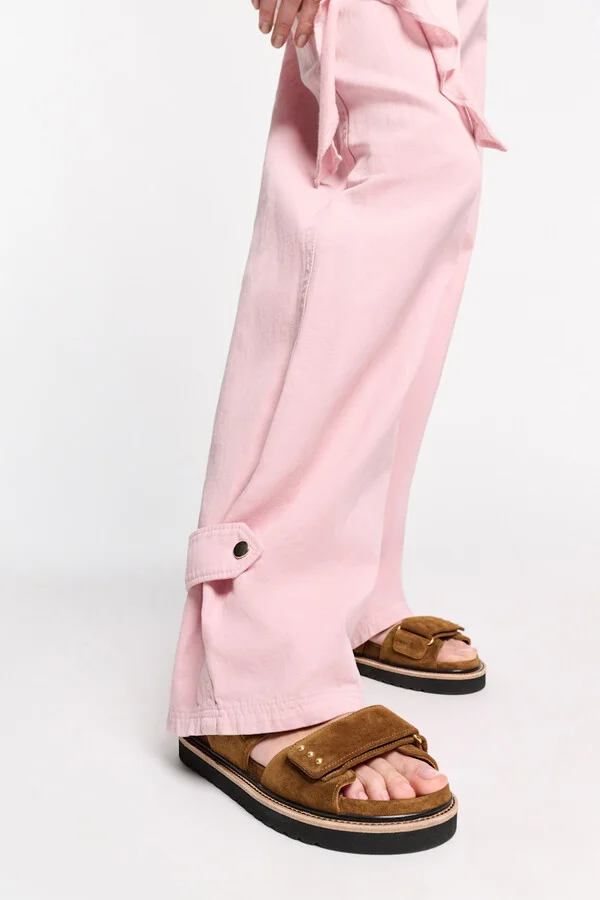 Suede sandals with Velcro straps - Image 5