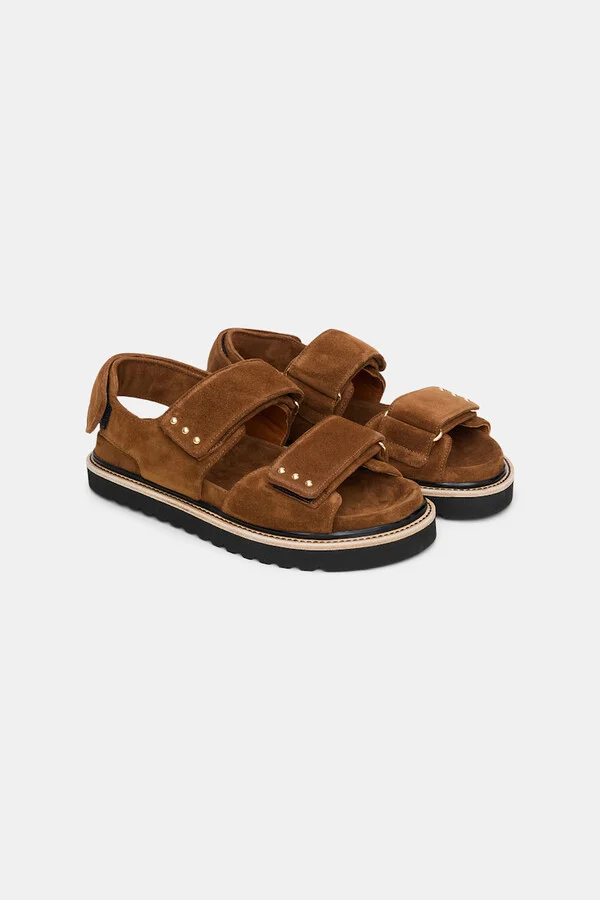 Suede sandals with Velcro straps - Image 8