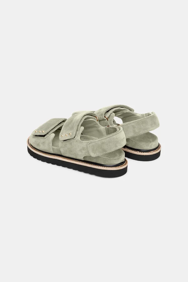 Suede sandals with Velcro straps - Image 6