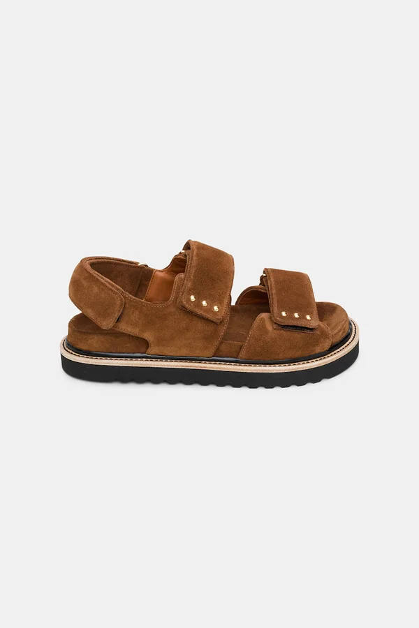 Suede sandals with Velcro straps