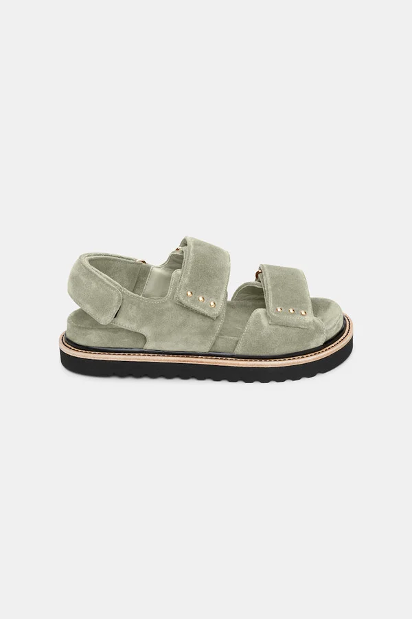 Suede sandals with Velcro straps