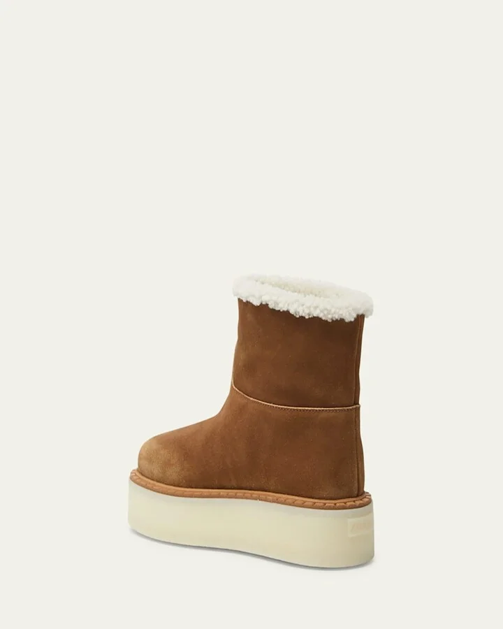 Suede Shearling Cozy Platform Booties - Image 3