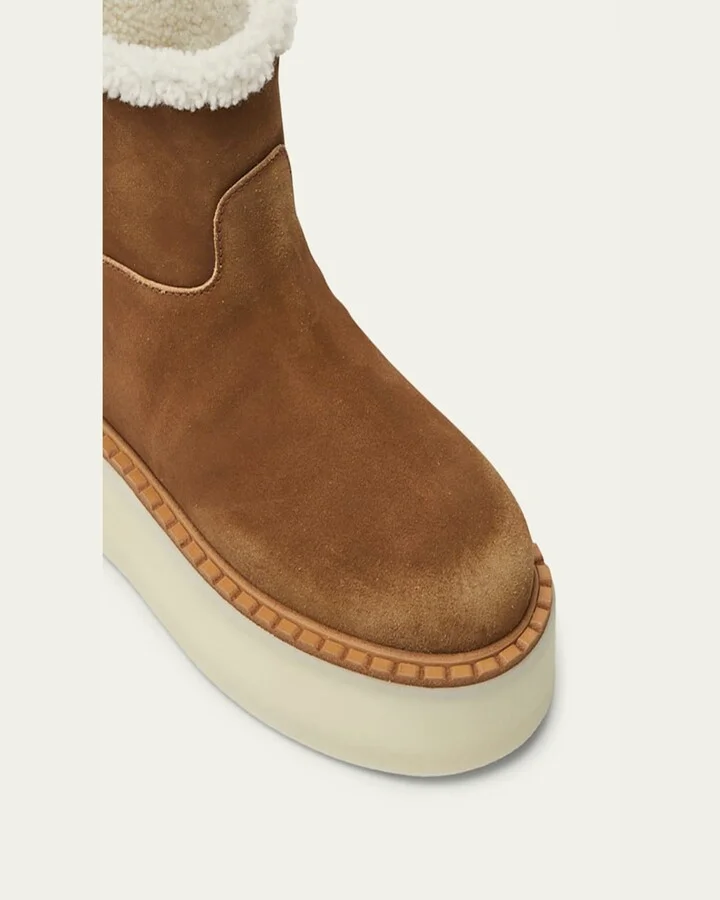 Suede Shearling Cozy Platform Booties - Image 5