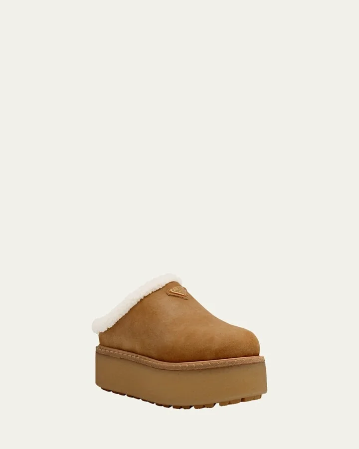 Suede Shearling Cozy Platform Mules - Image 3
