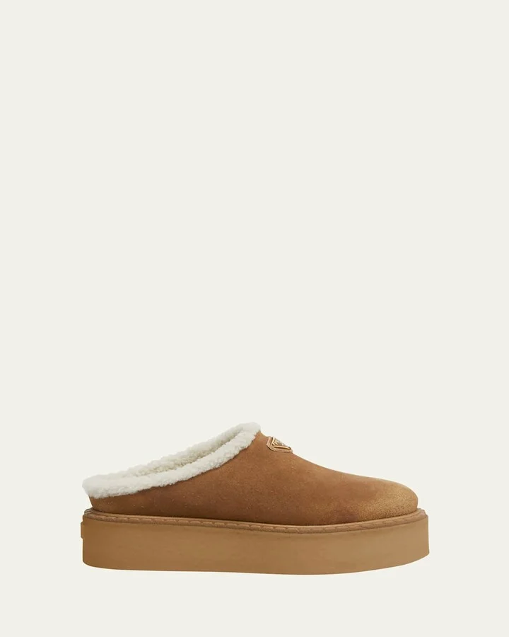 Suede Shearling Cozy Platform Mules