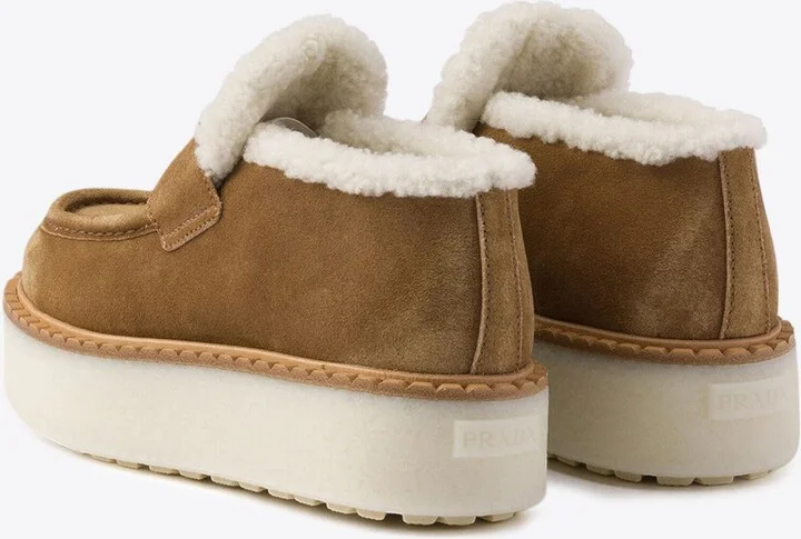 Suede Shearling Flatform Loafers - Image 2