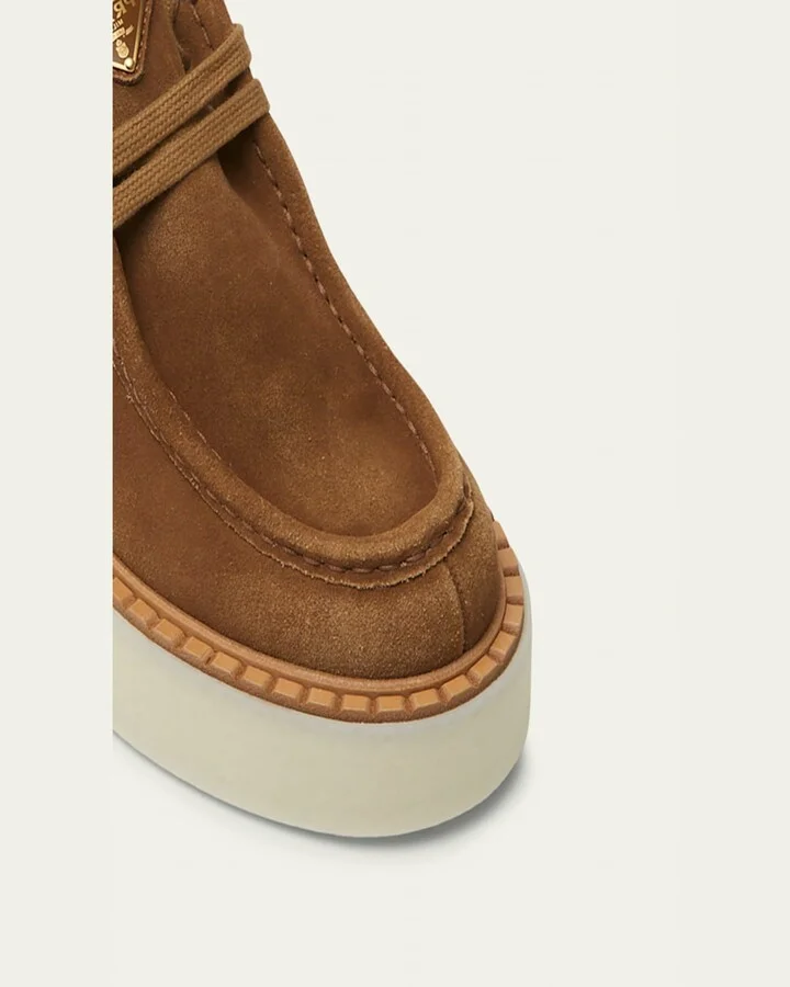 Suede Shearling Lace-Up Booties - Image 2
