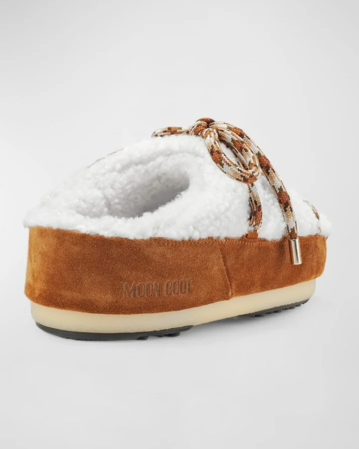 Suede Shearling Lace-Up Mules - Image 2