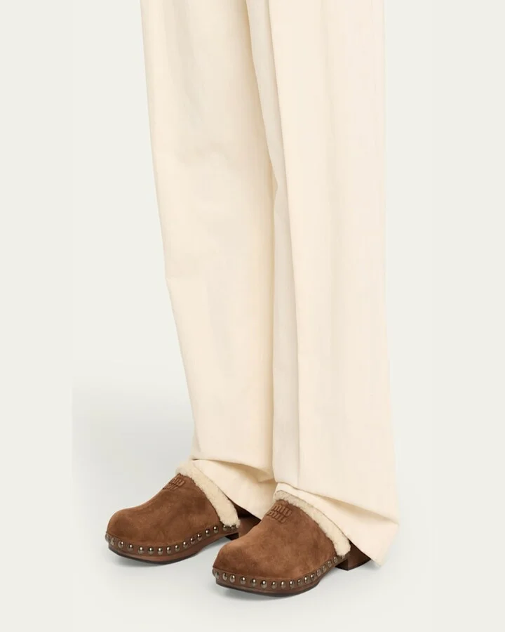 Suede Shearling-Lined Clogs - Image 2
