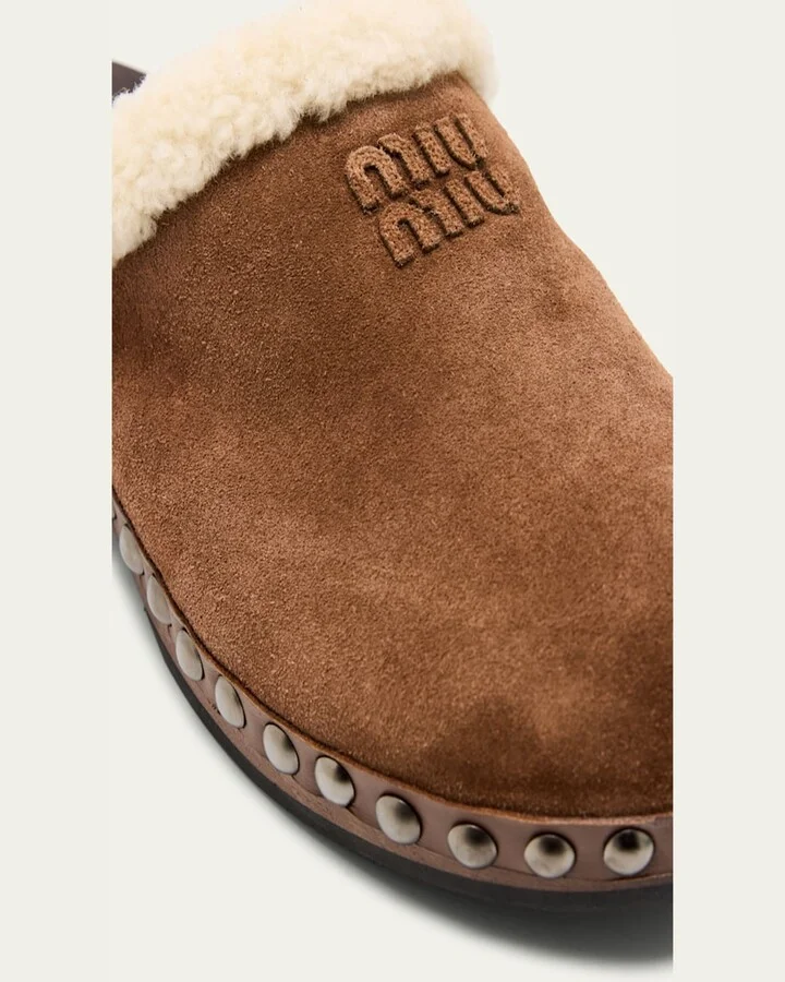 Suede Shearling-Lined Clogs - Image 3