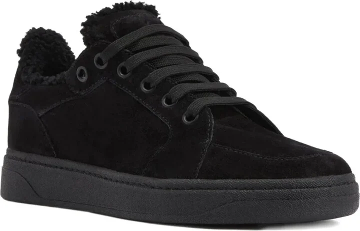 Suede Sheepskin Low-Top Sneakers