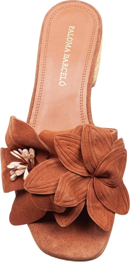 Suede Slide With Applied Flower - Image 2